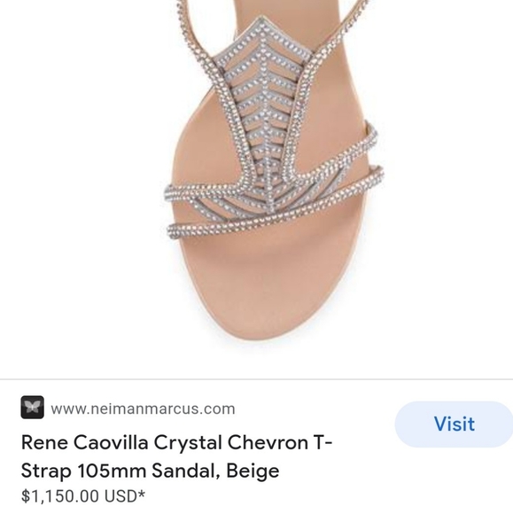 Rene Caovilla Crystal Chevron T Strap Rhinestone Jeweled Slingback Sandals - Picture 9 of 9